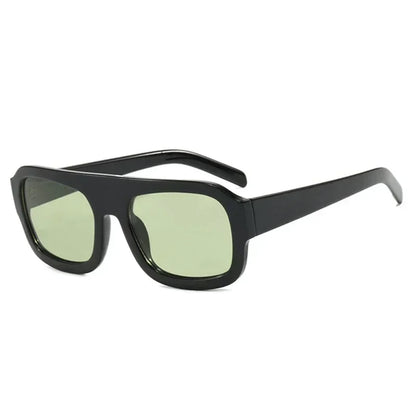 JNPCXI Fashion Square Women Sunglasses Shades UV400 Retro Leopard Tea Candy Color Gradient Men Punk Sun Glasses Black Green