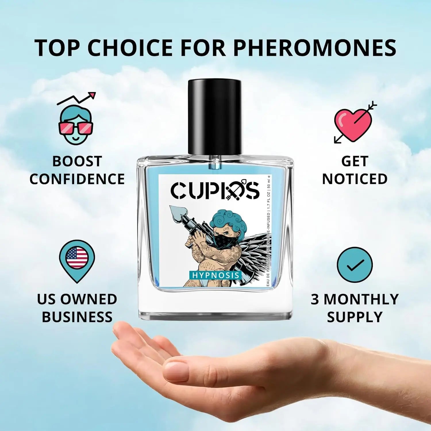 50ml Original Cupid Men's Pheromone Cologne Lasting Mature Hypnotic Rich Fragrance High Quality Hombre Perfume Body Spray - Badiee Stylez
