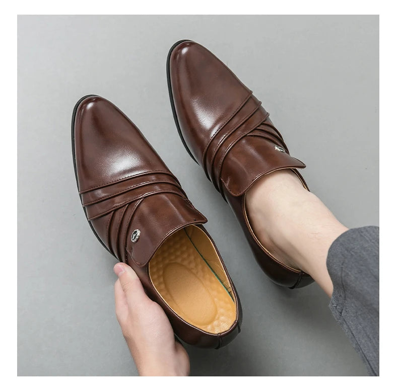Men Formal Oxford Shoes Casual Business Office Party Loafers Men's High Heels Shoes Classic Men Shoes PU Leather Dress Shoes