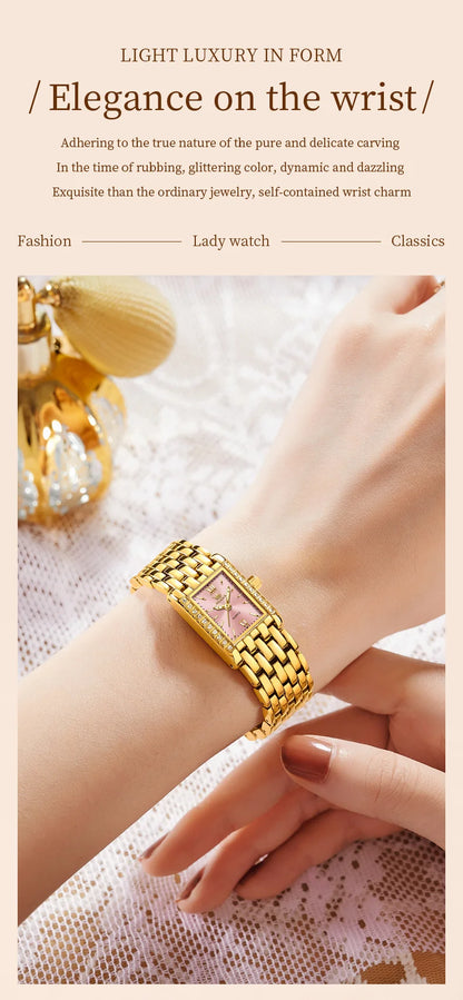 OLEVS 3700 Elegant Original Women Watches Quartz Watch Diamond Watch For Woman Square Watch Ladies Gifts New Reloj Mujer