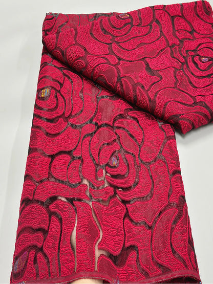 Latest French Brocade Jacquard Tulle Lace Fabric 2024High Quality African Gilding Satin Lace Fabric For Women Wedding Dress Sew 51094 5yard