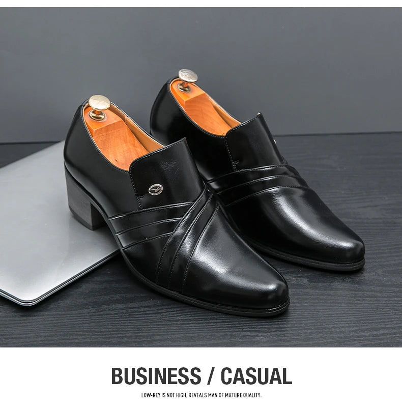 Men Formal Oxford Shoes Casual Business Office Party Loafers Men's High Heels Shoes Classic Men Shoes PU Leather Dress Shoes