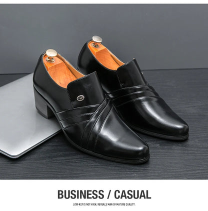 Men Formal Oxford Shoes Casual Business Office Party Loafers Men's High Heels Shoes Classic Men Shoes PU Leather Dress Shoes
