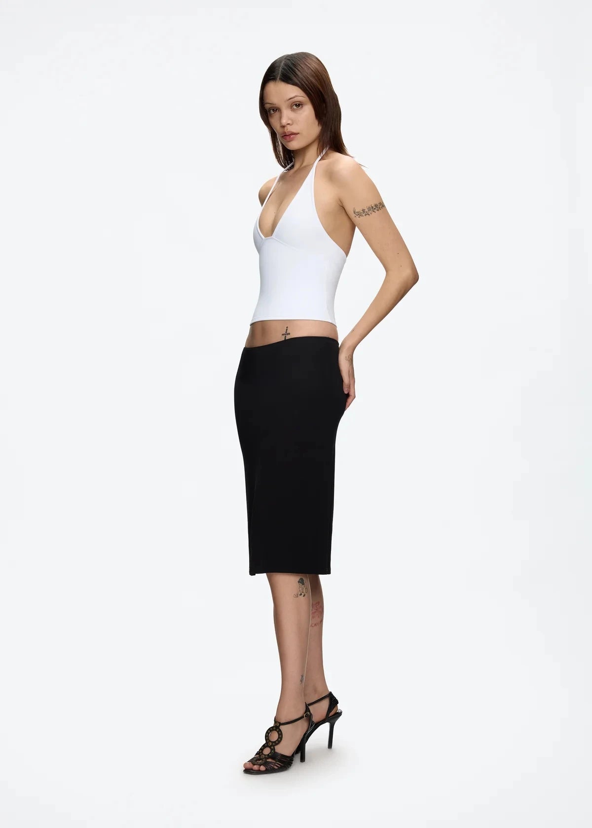 Tank triangle cup halter V-neck backless crop top Hayley's same style strappy top low-cut backless top