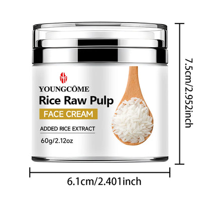 Rice Pulp Cream Hydrating and Nourishing Moisturizer Soothes,Anti Aging Remove Wrinkles Firming Pores Removing Acne Whitening 60G