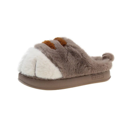 New Adorable Kitty Claw Slippers Women's Home Shoes Non Slip Furry Mules Female Fashion Warm Fluffy Slides Outdoor Cat Slippers Badiee Stylez