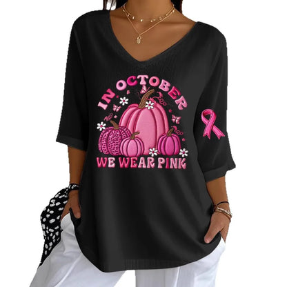 Women's Halloween Graphic Print T-Shirt Pink Ribbon Witch Halloween Costume T-Shirt Gifts Women Fashion Gothic Aesthetic Clothes