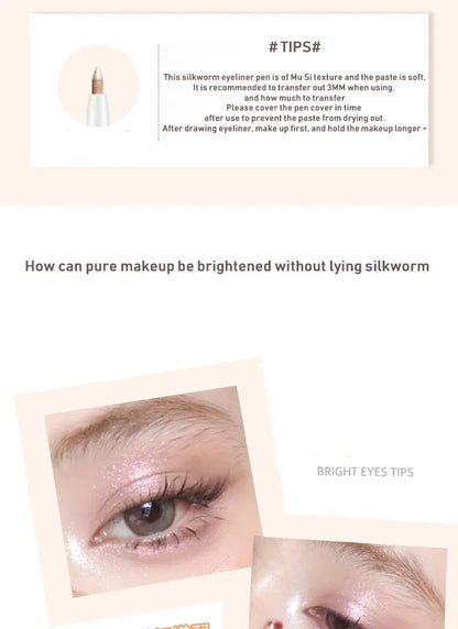 Glitter Pink Lying Silkworm Pen Color Natural Brightening Matte Eye Shadow Pencil Shimmer Glue Eyeliner Waterproof Korean Makeup