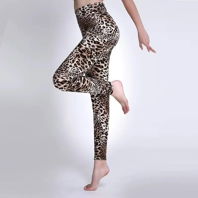 CUHAKCI High Waist Animal Printed Leggings Soft Stretchy Women Sexy Leopard Print Pencil Pants Sport Fitness Yoga Leggings S-2XL APD91-1 M-Leopard