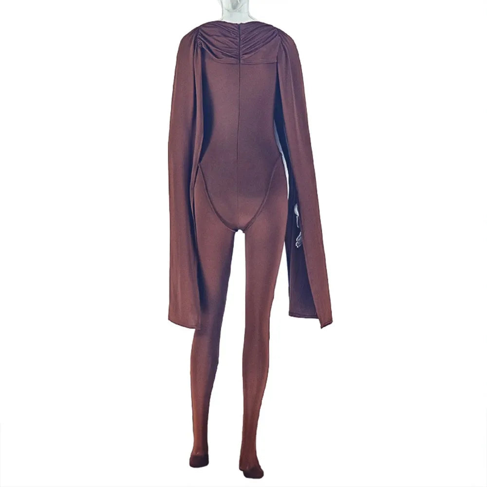 FLARORA Elegant Solid Color Ruched Jumpsuit Woman Bandage Patchwork Sleeveless Bodycon Jumpsuits Evening Party One Piece Overall Badiee Stylez