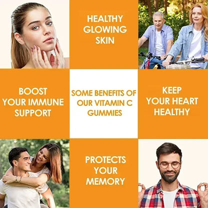 Premium Vitamin C Gummies - Promotes Collagen Production, Antioxidant, Support Skin Glow, Heart Support, Immune