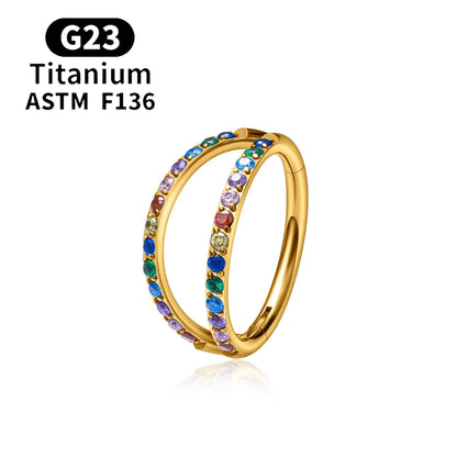 F136 G23 Titanium Nose Ring 16G Hinged Segment CZ Septum Clicke Daith Earrings Hoops Ear Cartilage Tragus Helix Piercing Jewelry Gold Color 10 CHINA