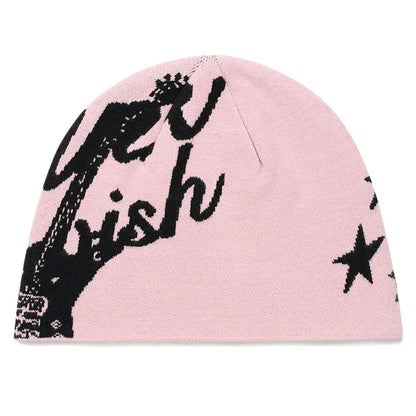 Women's Beanie Korean Wnter Knit Hip Hop Vintage Gothic Kpop Y2k Hats Streetwear Wool Caps Fashion Aesthetic Unisex Accessories Pink One Size