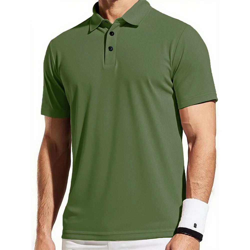 Men's Trendy Polo Shirt - Breathable Solid Color Casual Tee for Effortless Summer Style