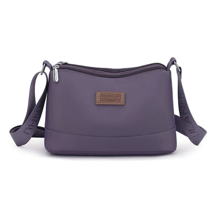 Waterproof Nylon Women Shoulder Bag Three Layers Handbag Ladies Crossbody Bags for Mother Girls Messenger Travel Daily Use Bags Wumai Purple