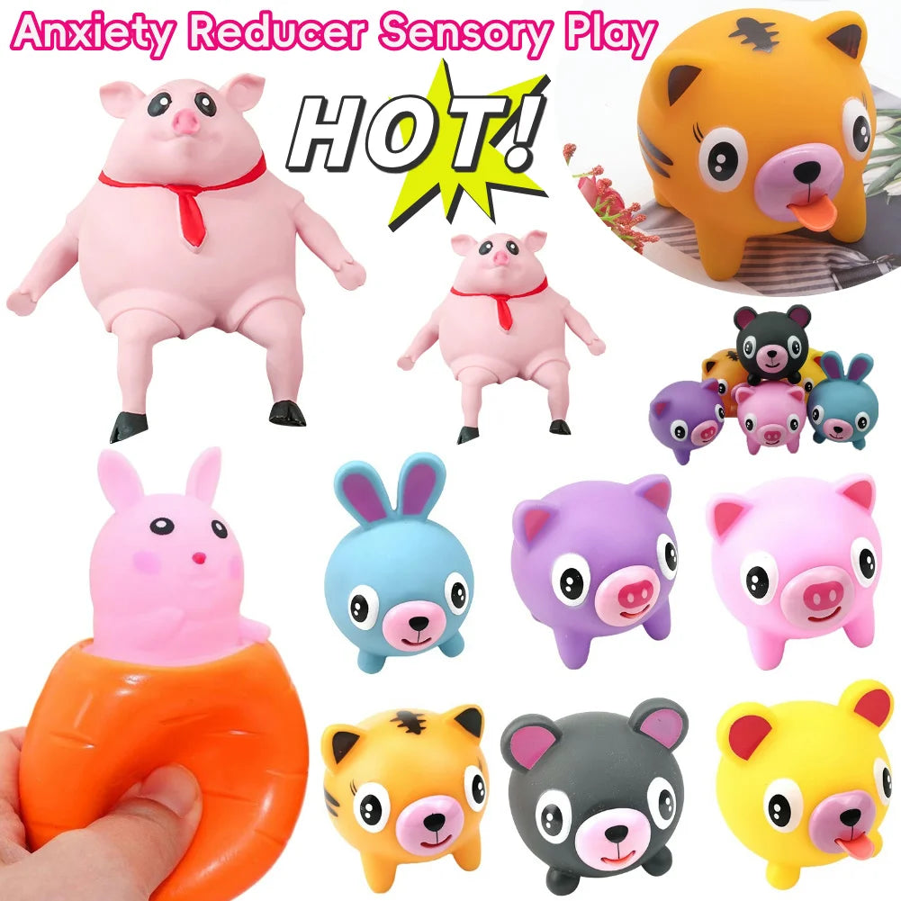 Squeeze Toys Animal Fidget Toy Anxiety Reducer Sensory Play Kids Adult Toy Soft Rabbit Bear Tiger Pig Kawaii Cute Toy