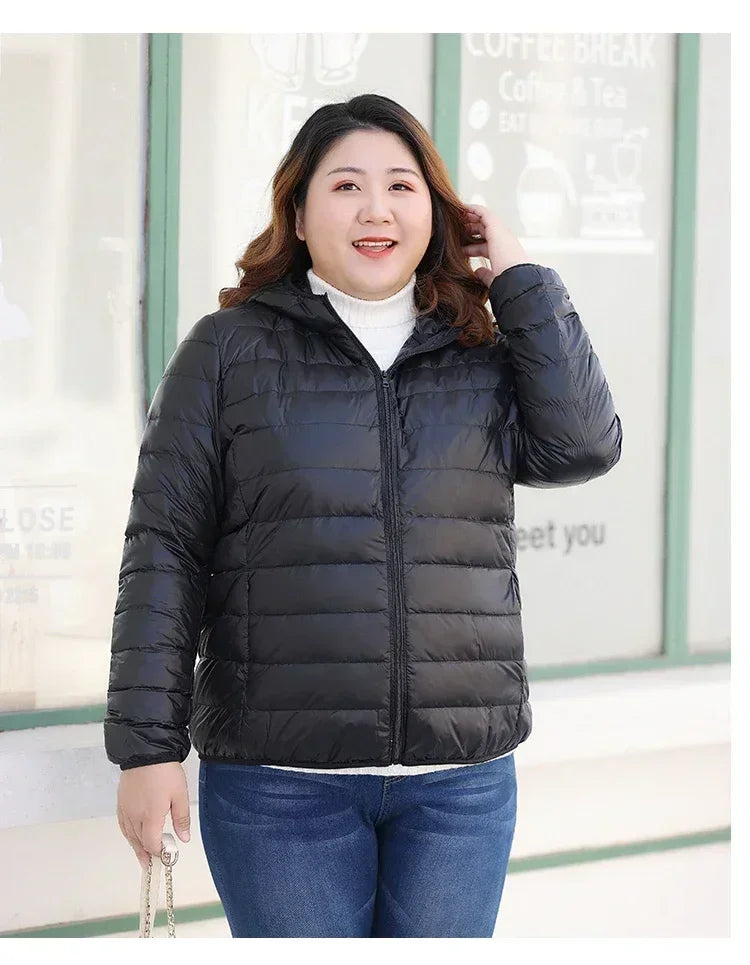 2024 Hooded Jackets Autumn Plus Size 7xl 6xl 5xl Fall Women's Lightweight Water-Resistant Packable Winter Warm Female Down Coats