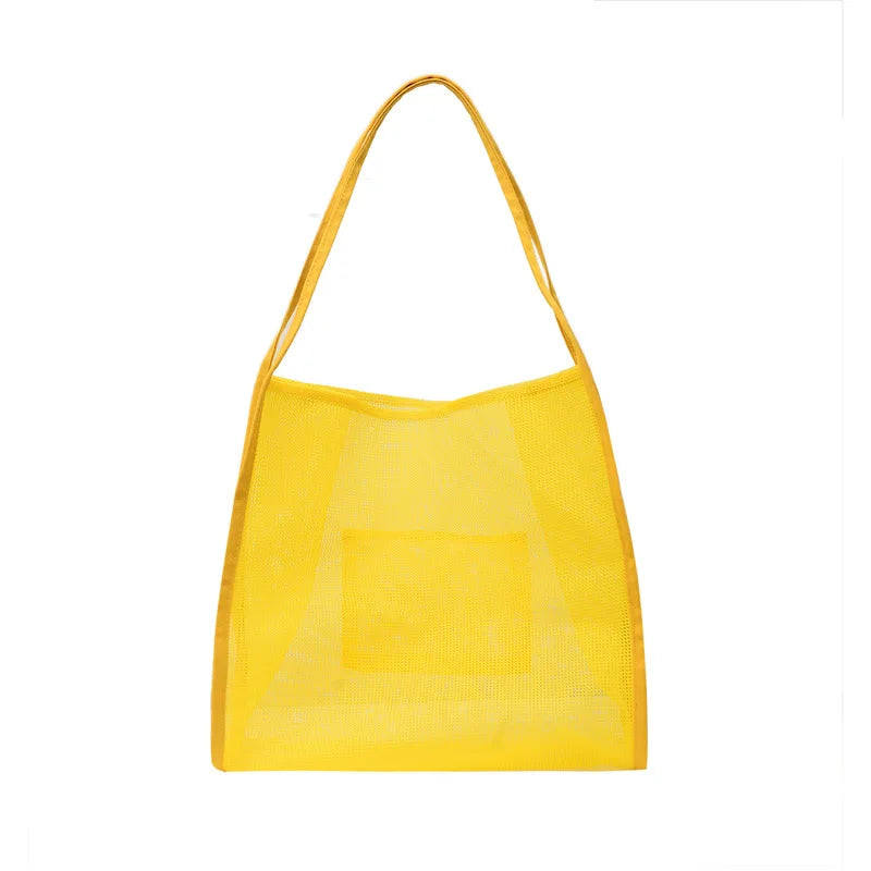 Summer Fashion Mesh Handbag Totes Hollow Out Shoulder Bags For Women Female Casual Fashion Large Capacity Shopping Pack