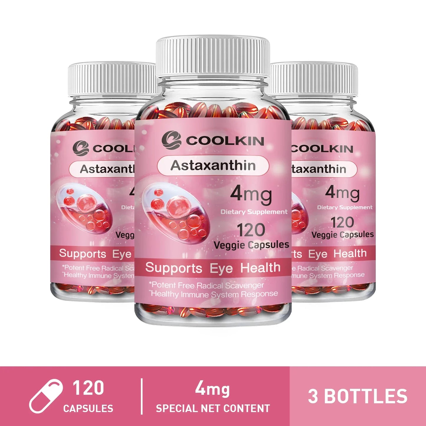 Astaxanthin - Supports Eyes, Promotes Nervous System Health, and Improves Immunity, Non-GMO Supplement 120 Capsule-3bottles