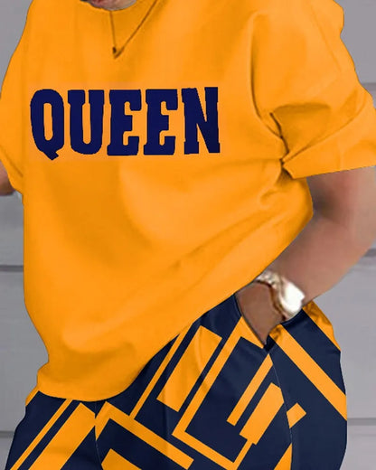 Women Casual Short Sleeve Two Piece Sets Women Outfit 2023 Summer Letter Printed Pocket Suit Female T Shirt Shorts 2 Pieces Set