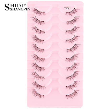 SHIDISHANGPIN 5/10Pairs False Lashes Cat Eye Eyelashes Eyelash Extension 3D Mink Half Lashes Natural Makeup faux Cils maquiagem 10 Pairs Y1023