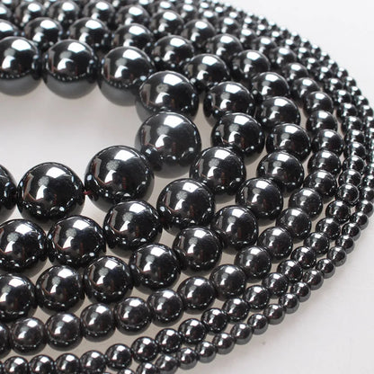 Natural Stone Beads Black Hematite Beads Round Loose Beads 2 3 4 6 8 10 12 14mm For Bracelets Necklace Jewelry Making 16mm around 24beads