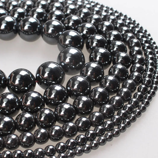 Natural Stone Beads Black Hematite Beads Round Loose Beads 2 3 4 6 8 10 12 14mm For Bracelets Necklace Jewelry Making 16mm around 24beads
