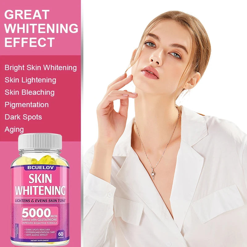 Bcuelov Collagen + Glutathione + Vitamin C Skin and Facial Health - Antioxidants - - 120 Vegetarian Capsules