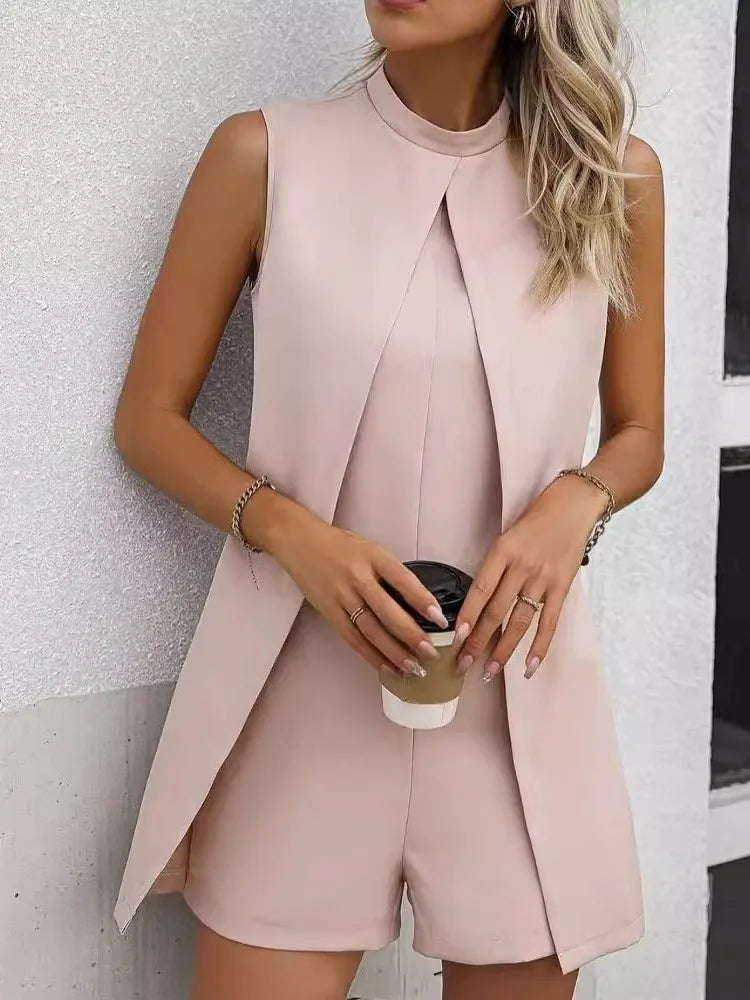Summer Jumpsuit Women Fashion Solid O Neck Sleeveless Chic Playsuit Elegant Clothes Female Casual Jumpsuits Badiee Stylez