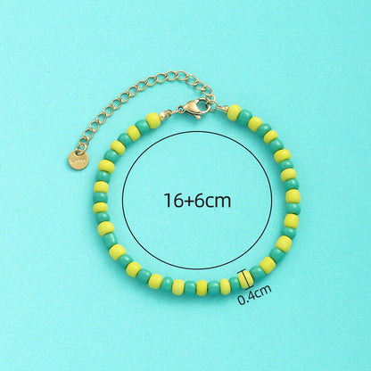 Wholesale New Arrival Stainless Steel Jewelry Green and Yellow Color Orula Elegua Bracelet Mix Beads Unisex Bangle For Women Men Badiee Stylez