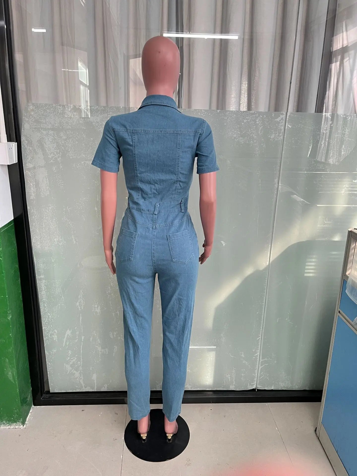 Women Jeans Washed Denim Pencil Pants Ankle Length Jean Single Breasted Overalls Pockets Solid Basics 2024 Skinny Spliced