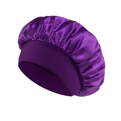 Women Satin Bonnet Hair Bonnet for Sleeping Hair Care Silk Bonnets Solid Wide-brimmed Sleeping Hat with Elastic Soft Band Badiee Stylez