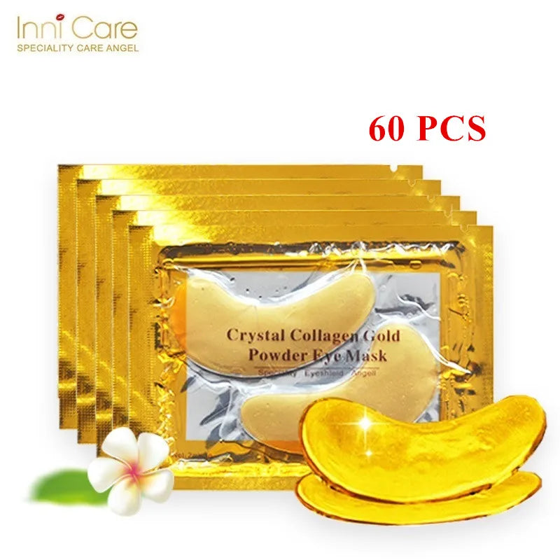 InniCare 50/60/80/100 Pcs Crystal Collagen Gold Eye Mask Anti Dark Circles Beauty Patches For Eye Skin Care Korean Cosmetics 30Pairs(60pcs)