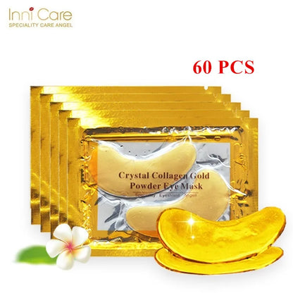 InniCare 50/60/80/100 Pcs Crystal Collagen Gold Eye Mask Anti Dark Circles Beauty Patches For Eye Skin Care Korean Cosmetics 30Pairs(60pcs)