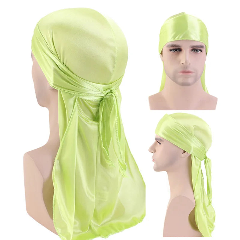 Fashion Long Tail Adult Satin Doo Rag Durag Bandanas Cap Pirate Hat Turban Men Hip Hop Headband Biker Headwrap Women Headwear