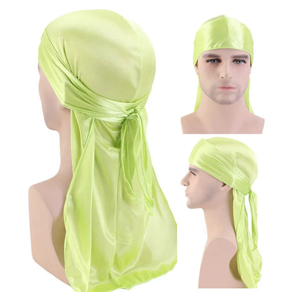 Fashion Long Tail Adult Satin Doo Rag Durag Bandanas Cap Pirate Hat Turban Men Hip Hop Headband Biker Headwrap Women Headwear