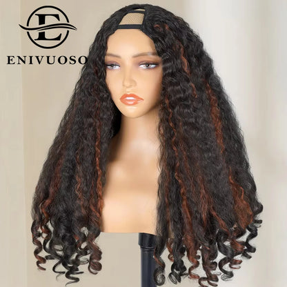 Afro Kinky Straight V Part Wigs with Bouncy Curls Short Synthetic Glueless Wigs for Black Women No Leave Out Clip in Half Wigs Badiee Stylez