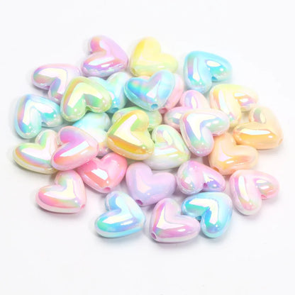 10pcs 15x17mm Macarons ABS Spacer Beads Gradients Heart Acrylic Beads For Diy Jewelry Making Bracelet Necklace Earrings Pendant