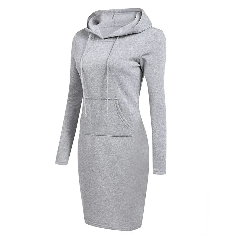 Fashion Sweatshirt Dresses Women's Pocket Hooded Casual Dresses Mini Dresses Badiee Stylez