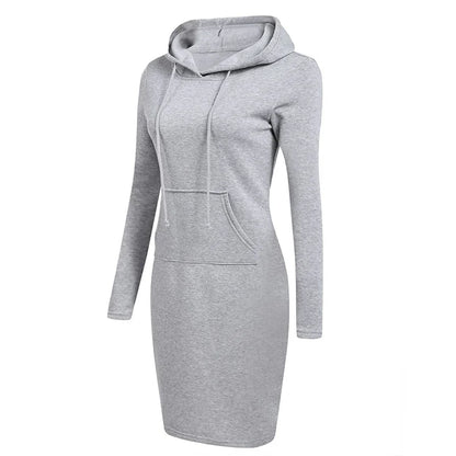 Fashion Sweatshirt Dresses Women's Pocket Hooded Casual Dresses Mini Dresses Badiee Stylez