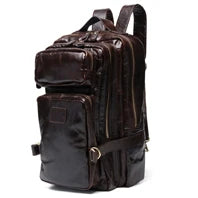 Vintage Crazy Horse Genuine Leather Backpack Men Leather Bagpack Climbing Rucksack male Large Hiking Backpack M814
