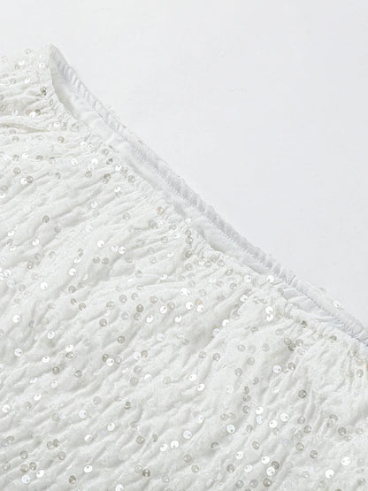 O-neck Vest Mini Skirt Suits Women Sexy sparkly Sequined Sleeveless Tank Tops With Bodycon Short Skirts Fashion Ladies Beachwear