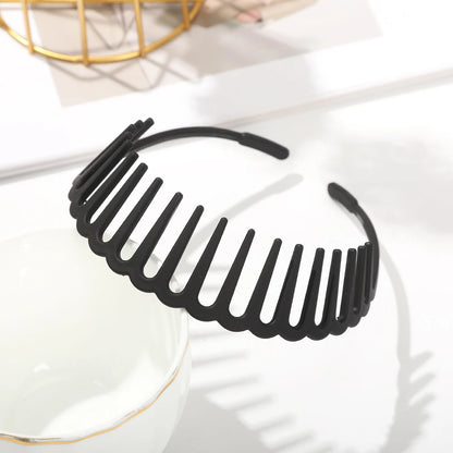 Curved Wavy Headband Black Toothed Non-slip Hair Hoops Hair Band Women Wash Face Hair Accessories Korean Bezel Head Hoops Band C
