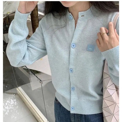 2024 Autumn New Thin Long-sleeved Slim Fit Cardigan Sweater for Women Fashionable High-end Knitted Candy Colored Top for Women