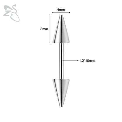 ZS 1 PC 16G Stainelss Steel Eyebrow Ring For Men Women Long Spike Curved Nose Bridge Piercing 3 Colors Cone Lip Labret Piercings Style 1 10X4X8MM