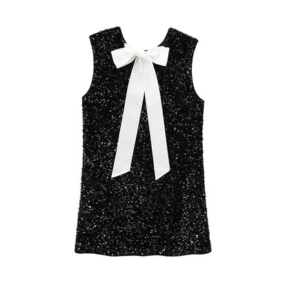 Sexy Sequins Short Black Party Dresses for Women Halter V Neck Backless Sparkly Ruffles Woman Mini Dress 2025 New Club Gowns black dress C L