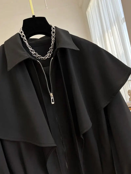 Korean Fashion Cloak Casual Capes Jacket Women's 2024 Autumn Winter Jacket Top Fall Outfits Y2k Streetwear New in Outerwear Goth