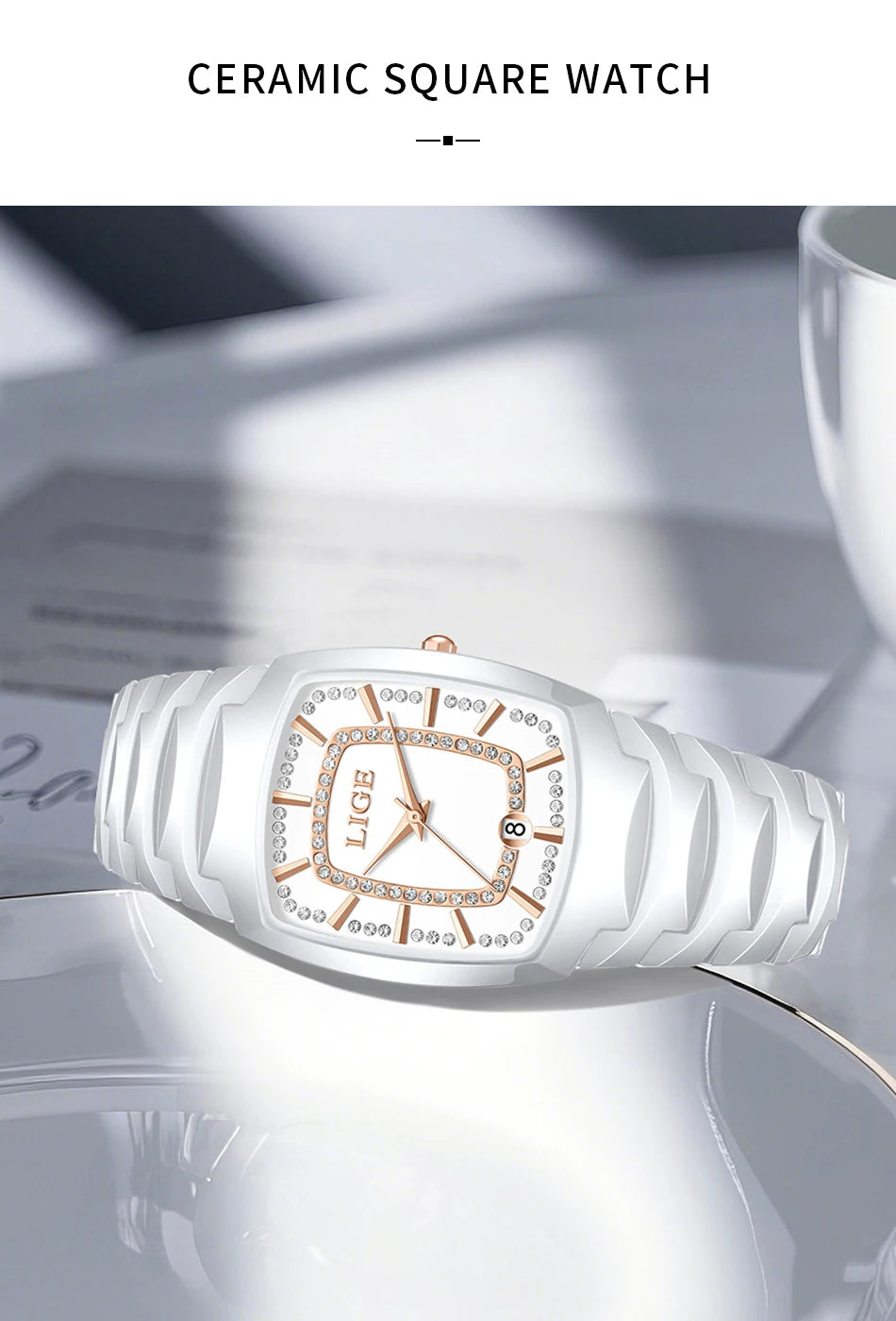 LIGE New Ladies Waterproof Watch Luxury Ceramic Braceletz Women Watches Creative Fashion Original Elegant Quartz Wristwatch Gift