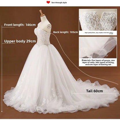 Strapless Wedding Dress 2025autumn New Style Elegant and Graceful Bride Slimming Palace Style Sexy Lace Puffy Dress Formal Dress Badiee Stylez