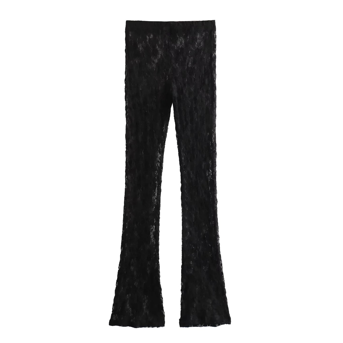 TRAFZA Summer Lace Jumpsuits For Women Fashion New Long Sleeves Hollow Out Slim Onesies Female Chic Wild Women's Bodysuits